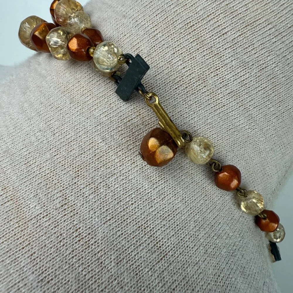 Vintage Two-Strand Root Beer Plastic Necklace 14.5-17